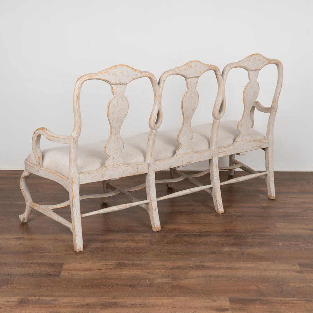Swedish Rococo White Painted Bench Settee, circa 1760-1780 For Sale 8