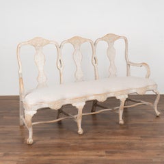 Swedish Rococo White Painted Bench Settee, circa 1760-1780