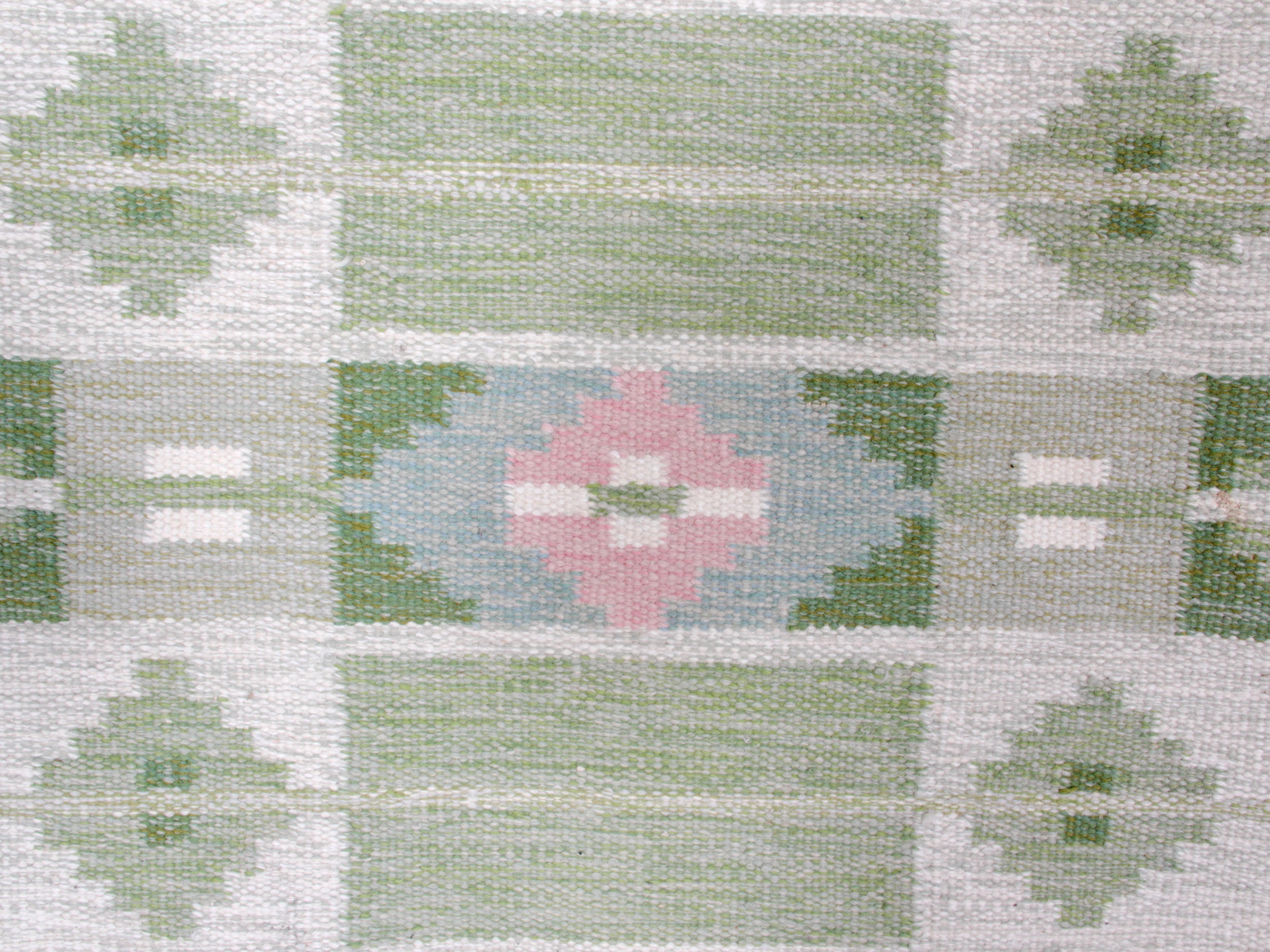 Scandinavian Modern Swedish Rolakan Carpet Handwoven Wool