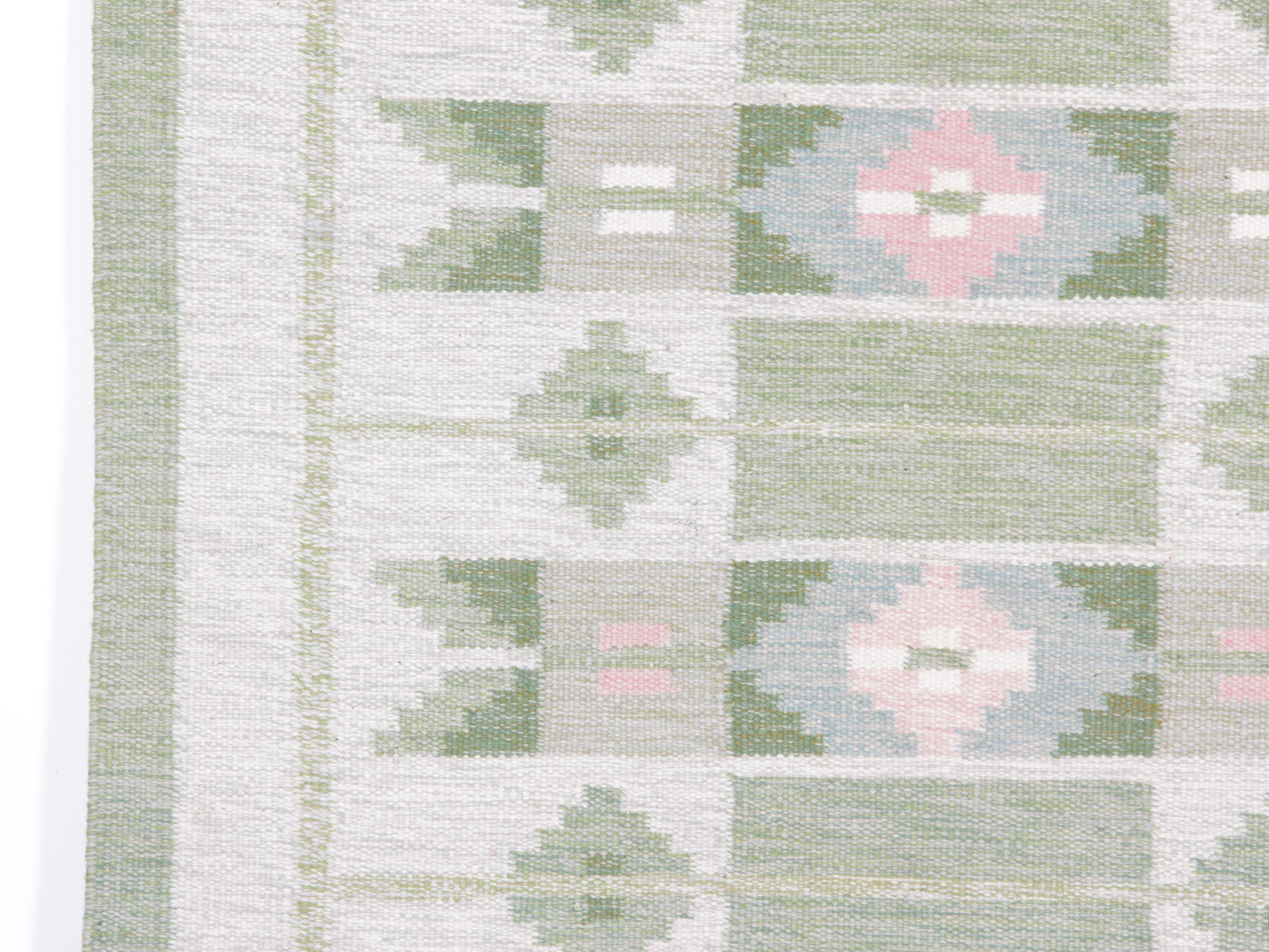 Scandinavian Swedish Rolakan Carpet Handwoven Wool
