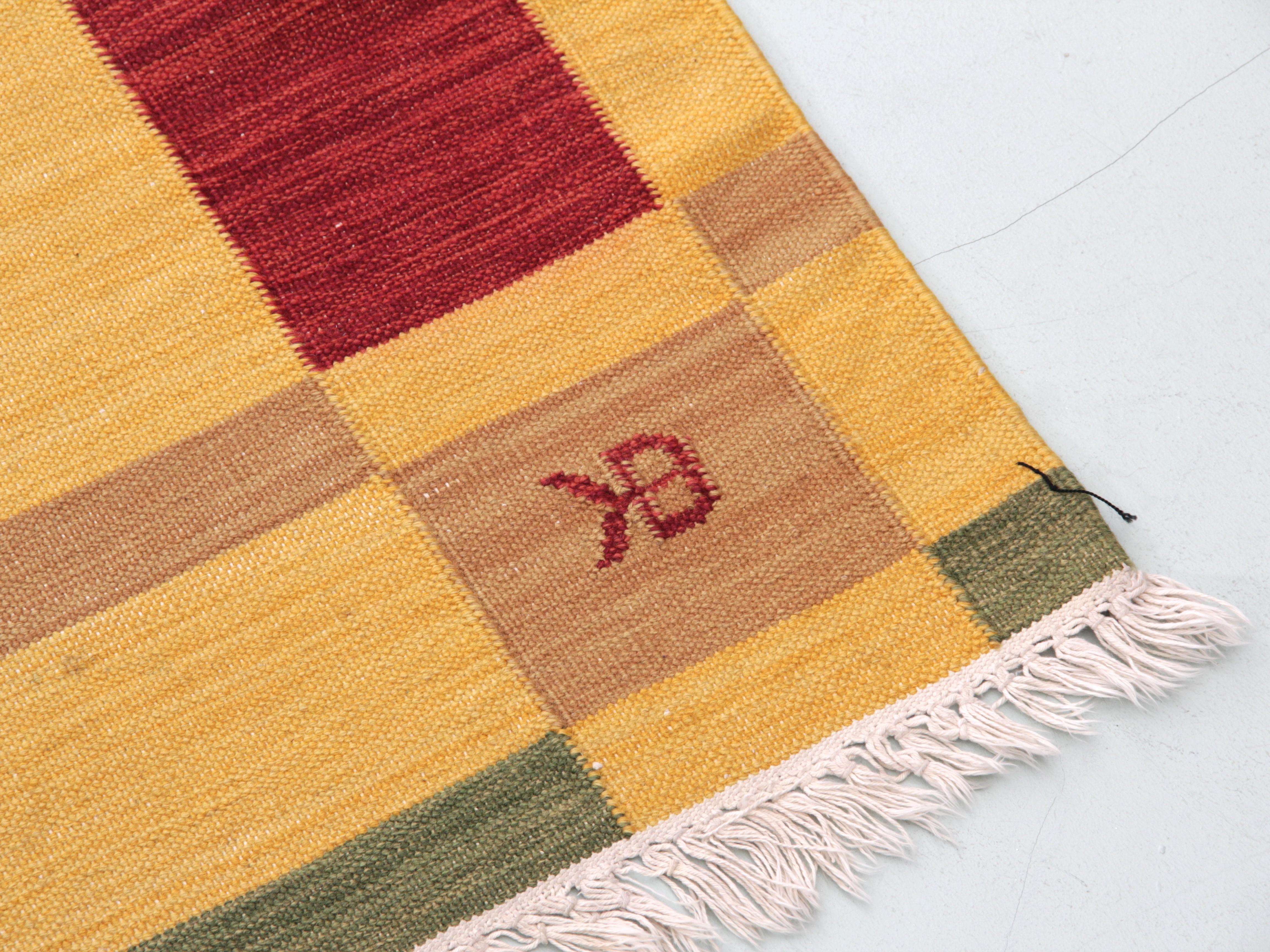 Scandinavian Swedish Rolakan Carpet Hand Woven Wool