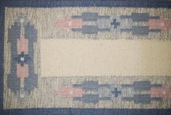 Swedish Rölakan Handwoven Wool Rug with Fringes, 1960s
