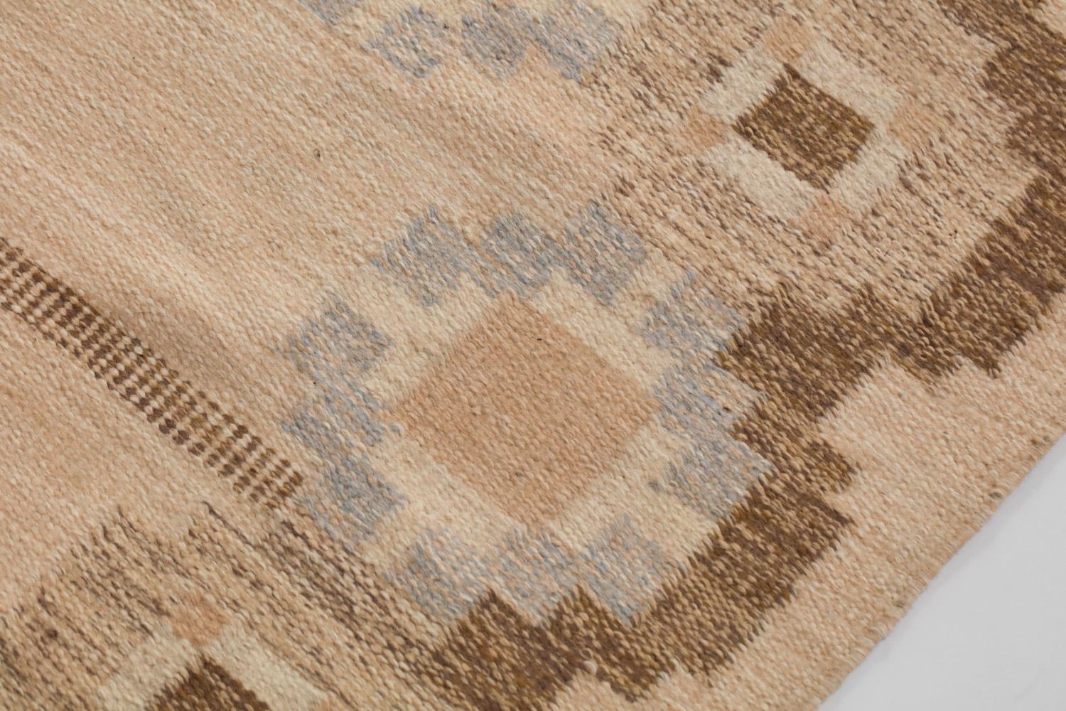 Lana Tappeto svedese röllakan Gitt Grännsjö-Carlsson marrone in vendita