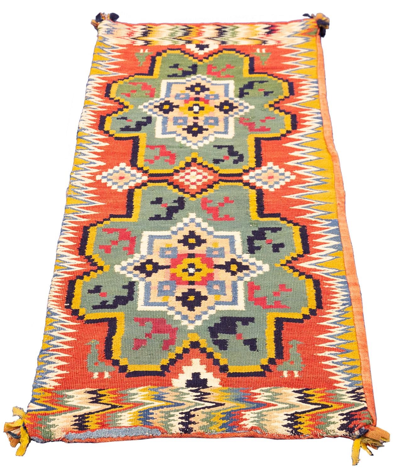 Scandinavian Modern Swedish Rollakan Wool Textile Multicolor, Early 19th