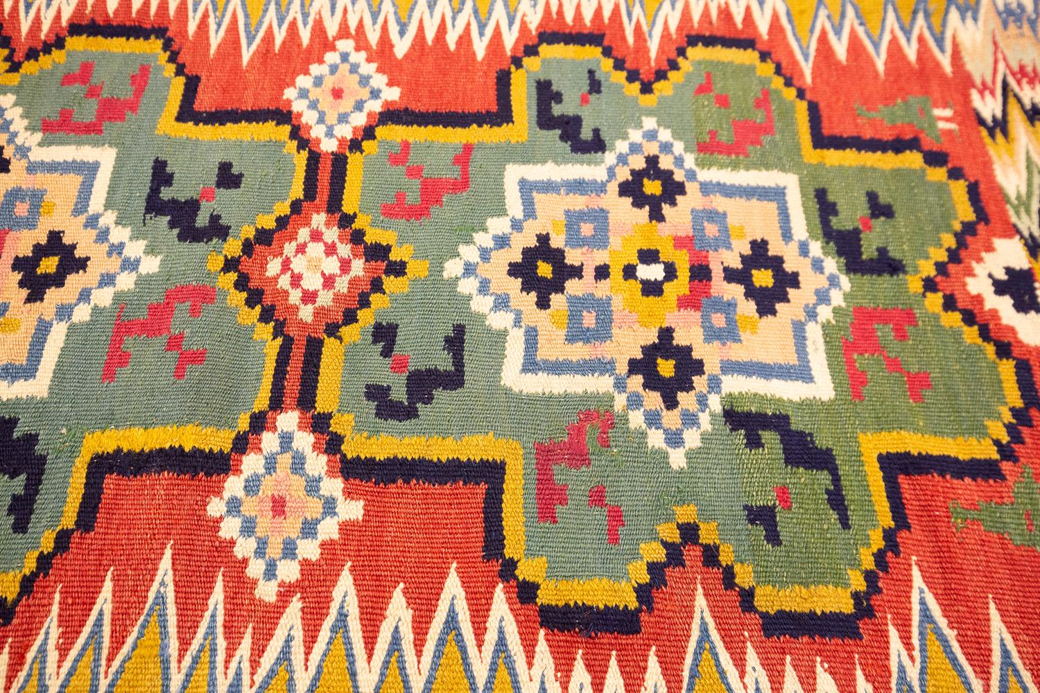 Swedish Rollakan Wool Textile Multicolor, Early 19th 1