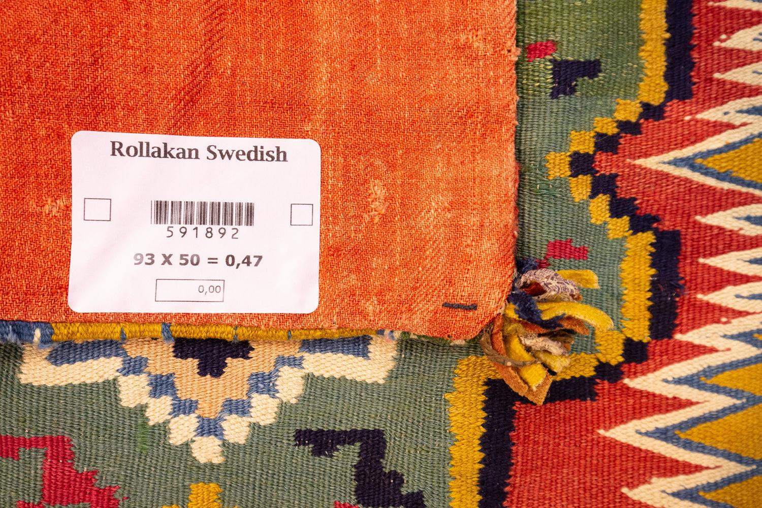 Swedish Rollakan Wool Textile Multicolor, Early 19th 2