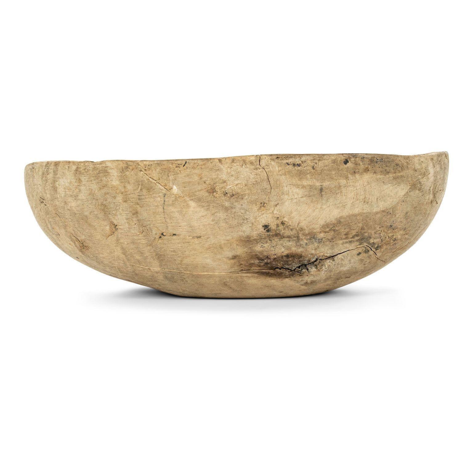 Folk Art Swedish Naturally-Bleached Root Wood Bowl