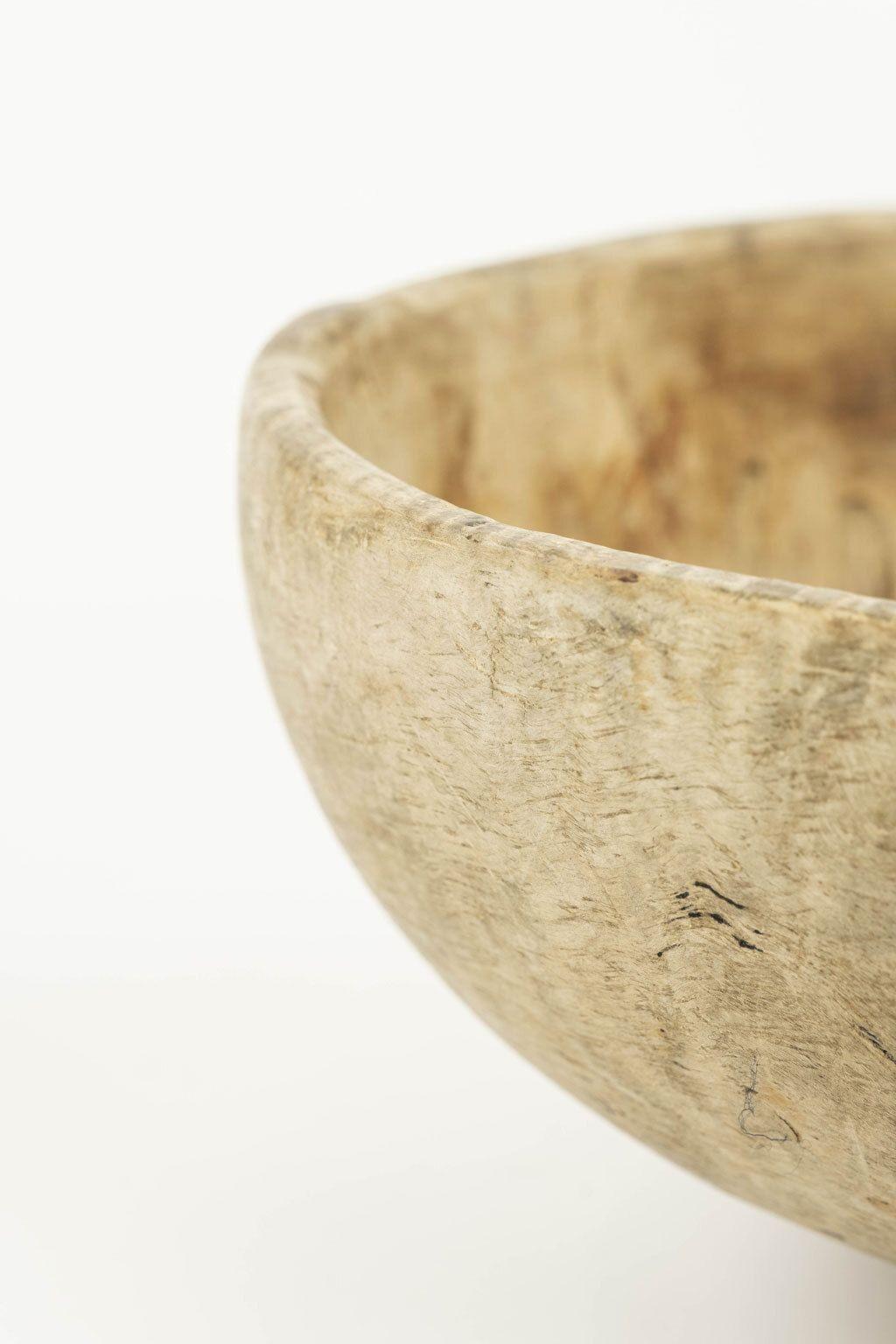 Hand-Carved Swedish Naturally-Bleached Root Wood Bowl