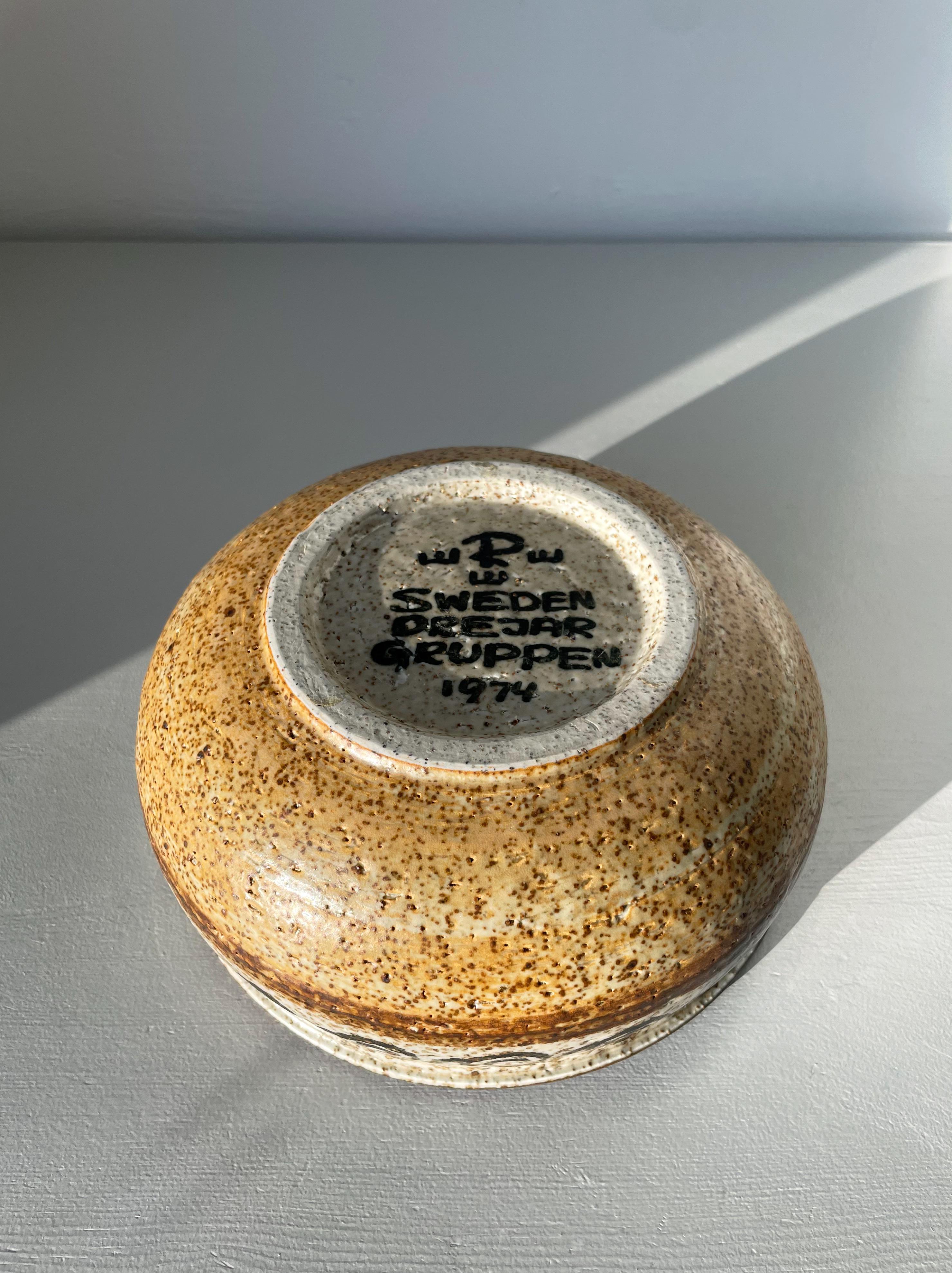 20th Century Rörstrand Handmade Ceramic Decorative Bowl, 1974 For Sale