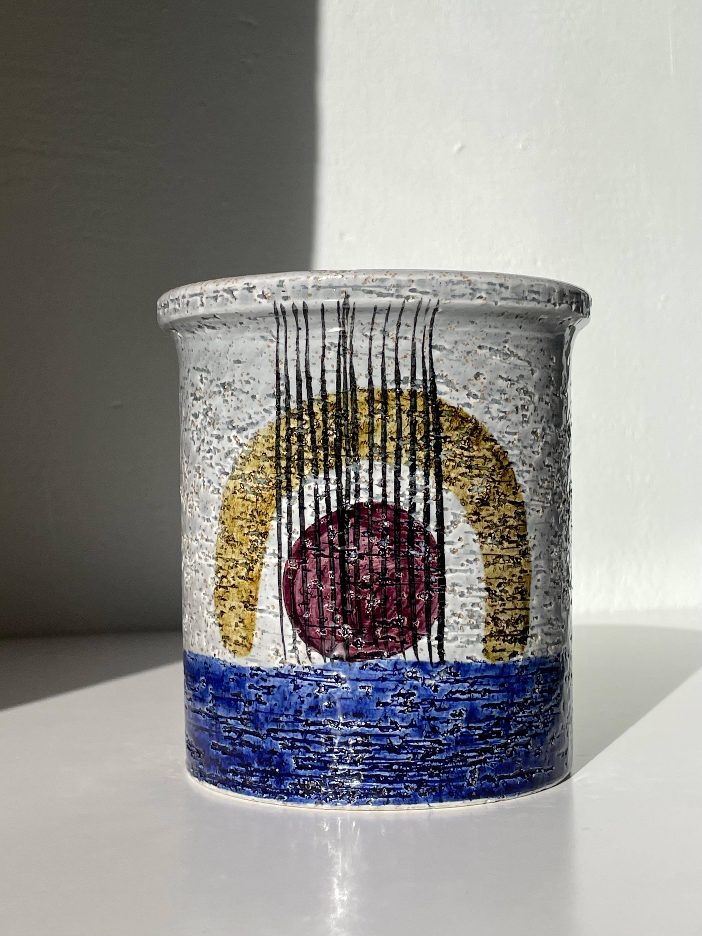Olle Alberius für Rörstrand Geometrisches Dekor Pflanzgefäß Vase, 1960er Jahre im Angebot 3