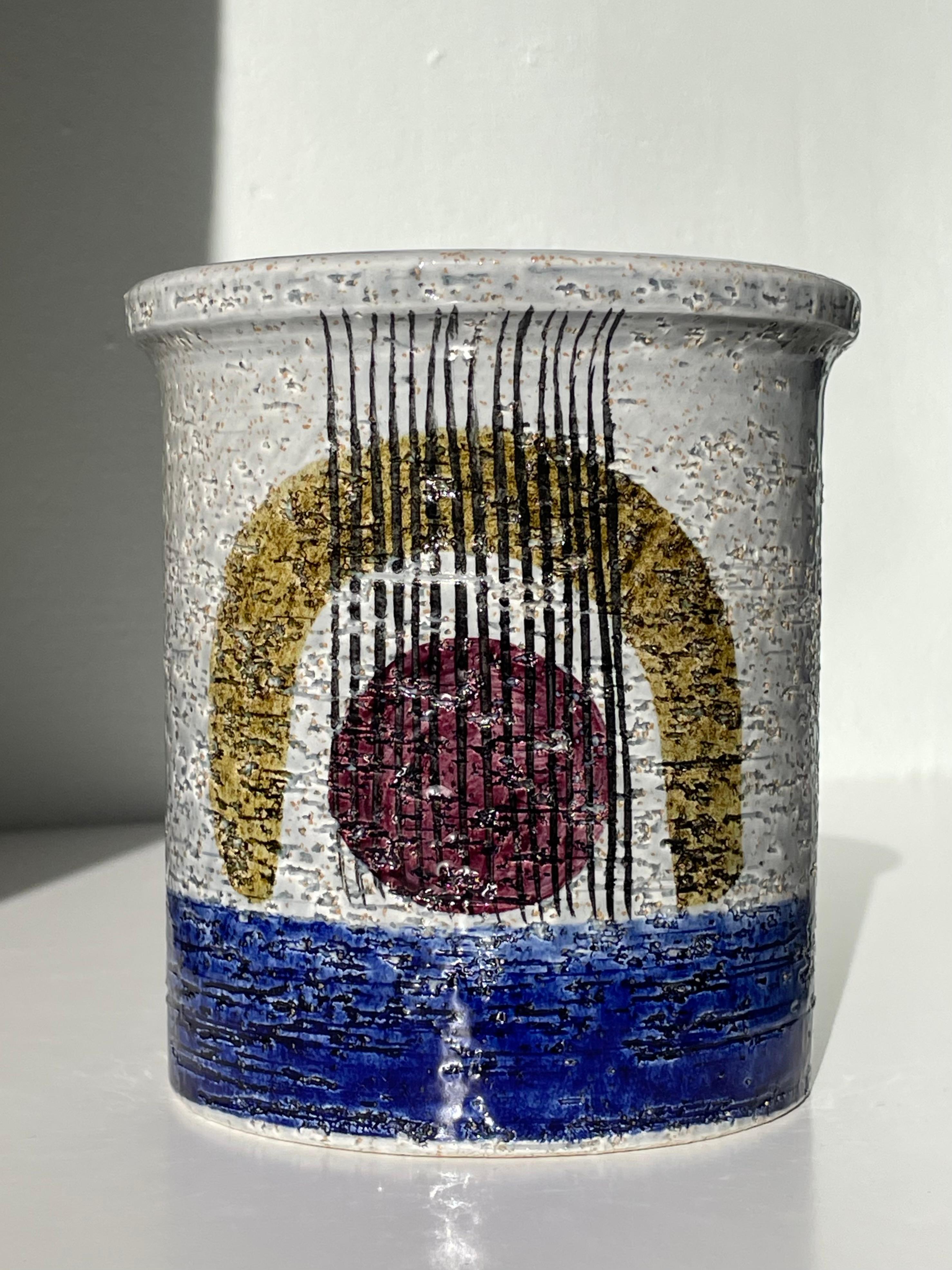Olle Alberius für Rörstrand Geometrisches Dekor Pflanzgefäß Vase, 1960er Jahre im Angebot 4