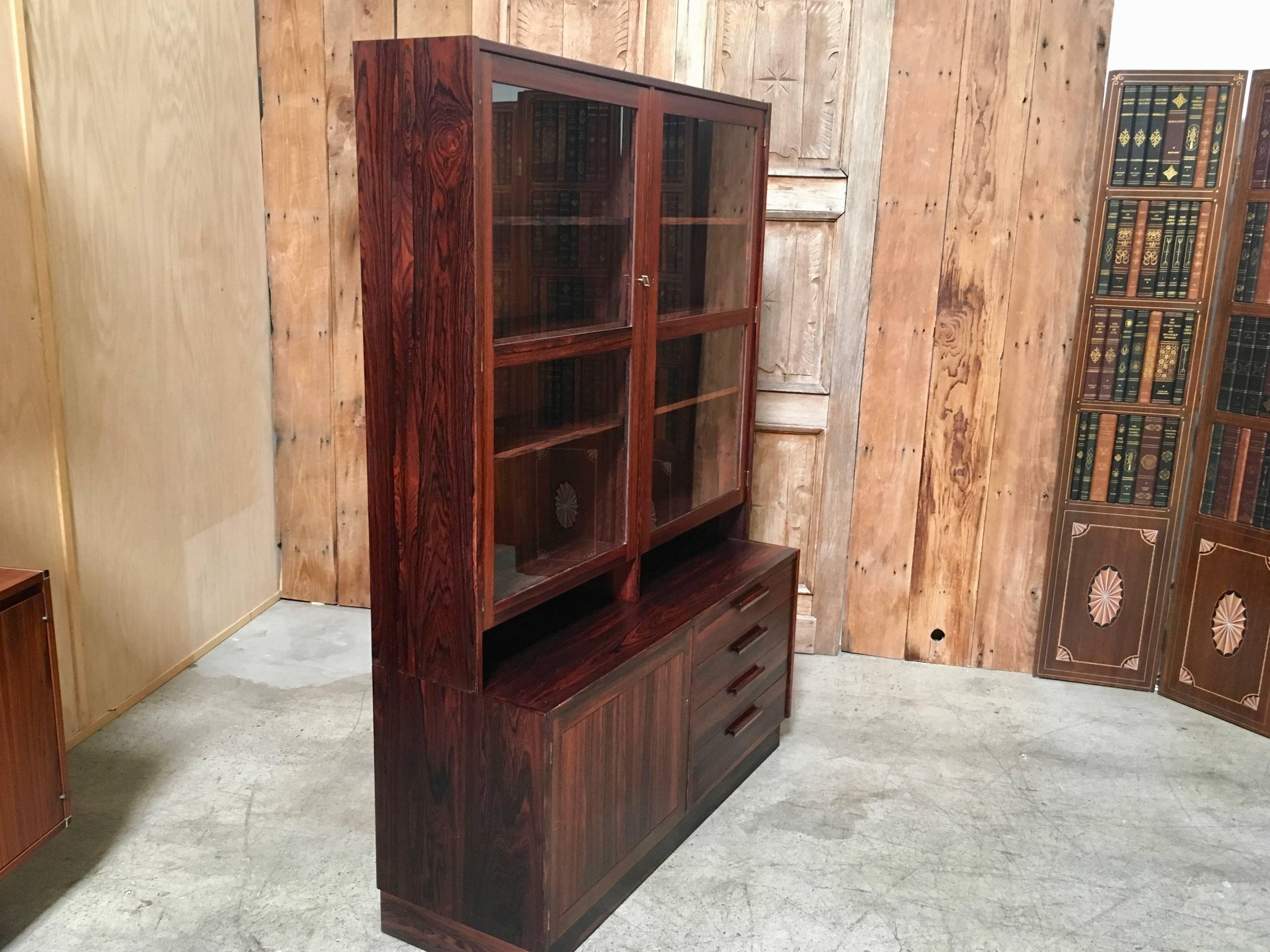 Swedish Rosewood Credenza with Glass Front Cabinet 5