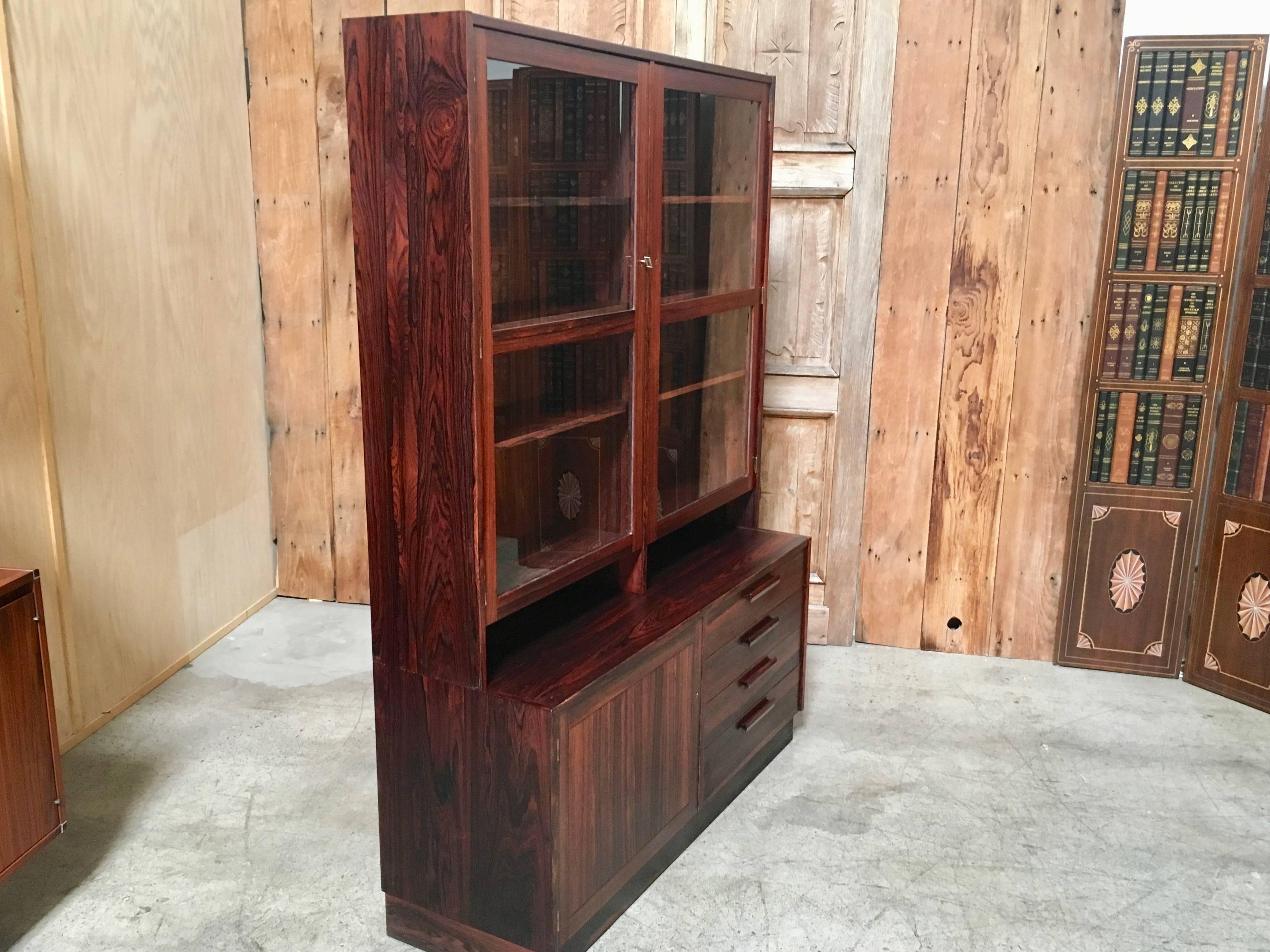 Swedish Rosewood Credenza with Glass Front Cabinet 6