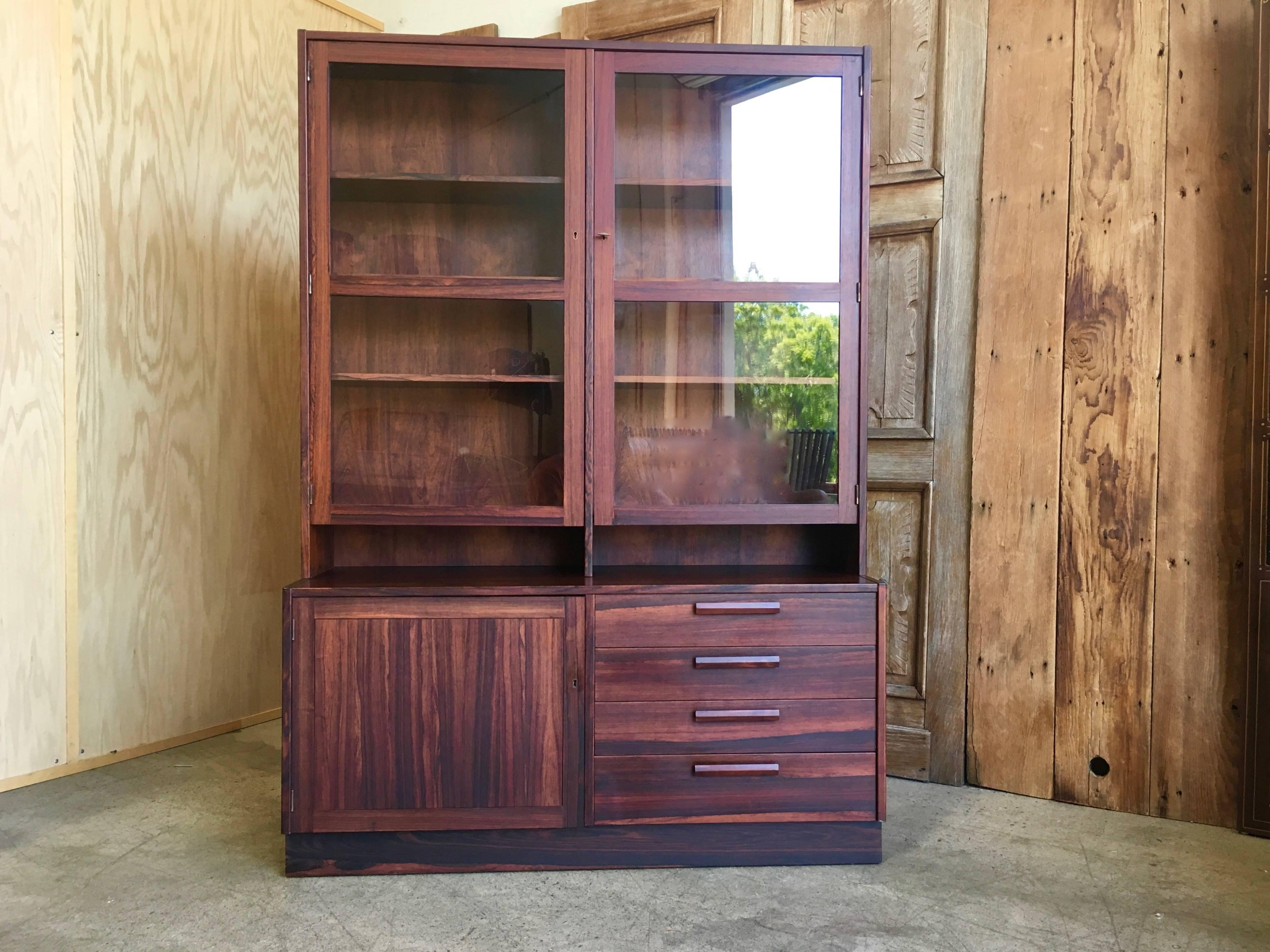 Swedish Rosewood Credenza with Glass Front Cabinet 8