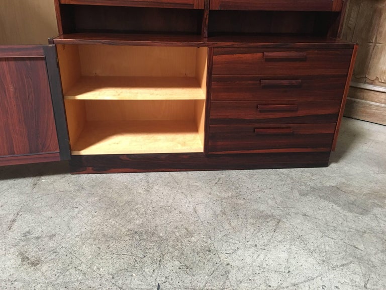Swedish Rosewood Credenza with Glass Front Cabinet For ...