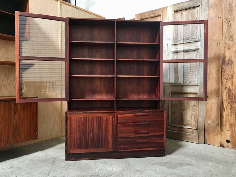 Swedish Rosewood Credenza with Glass Front Cabinet For ...