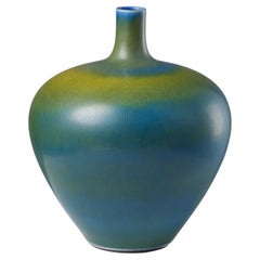 Vase rond suédois bleu de Berndt Friberg Gustavsberg des années 1960