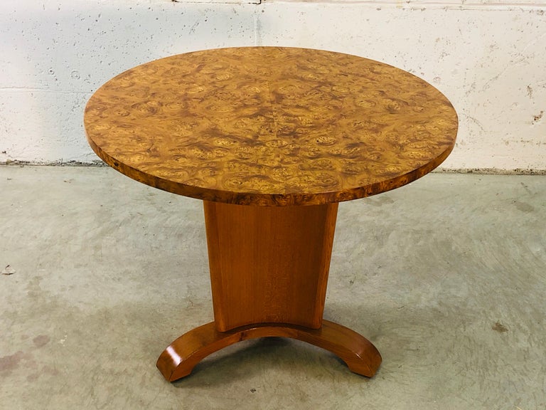 Swedish Round Burl Wood Table For Sale at 1stDibs