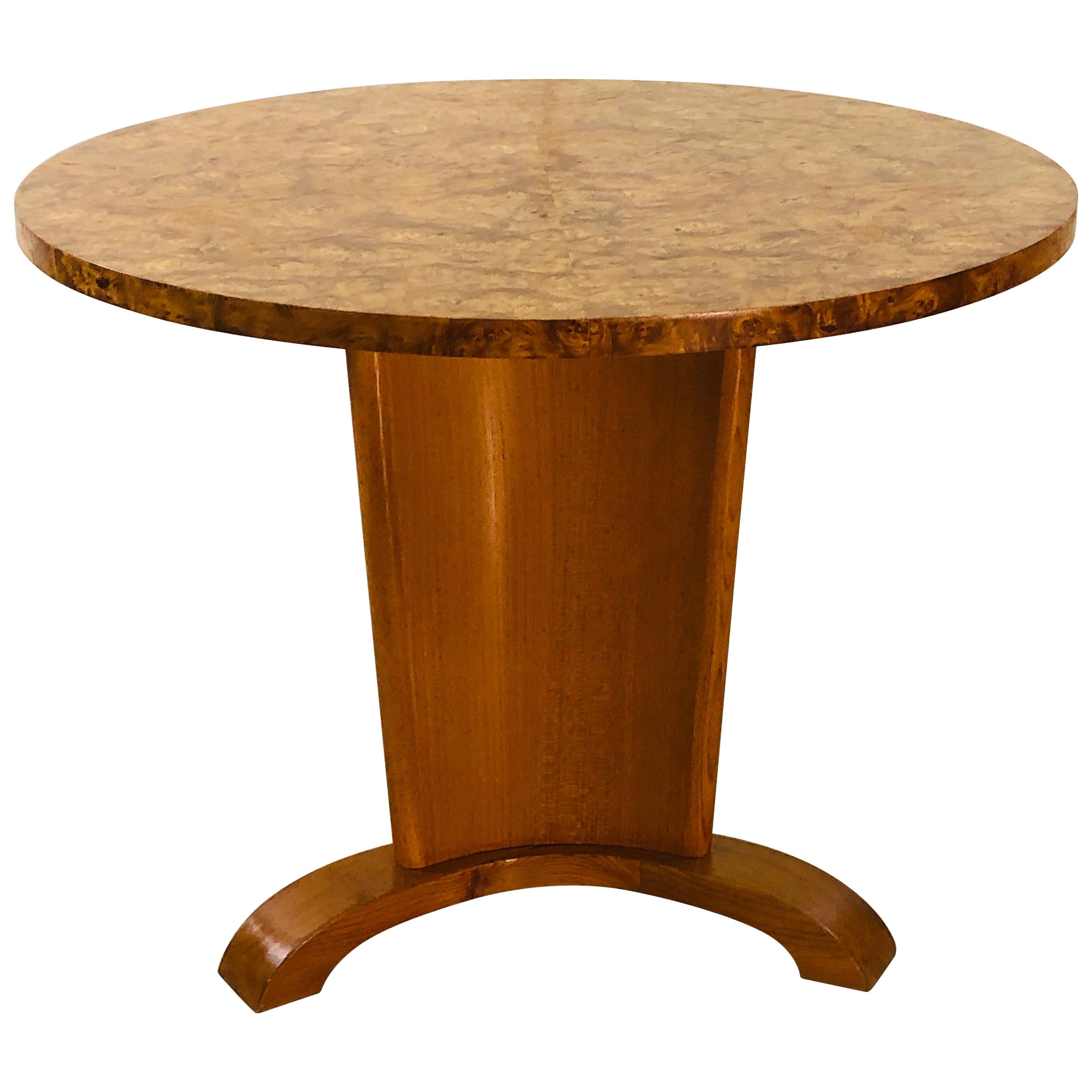 Swedish Round Burl Wood Table For Sale at 1stDibs