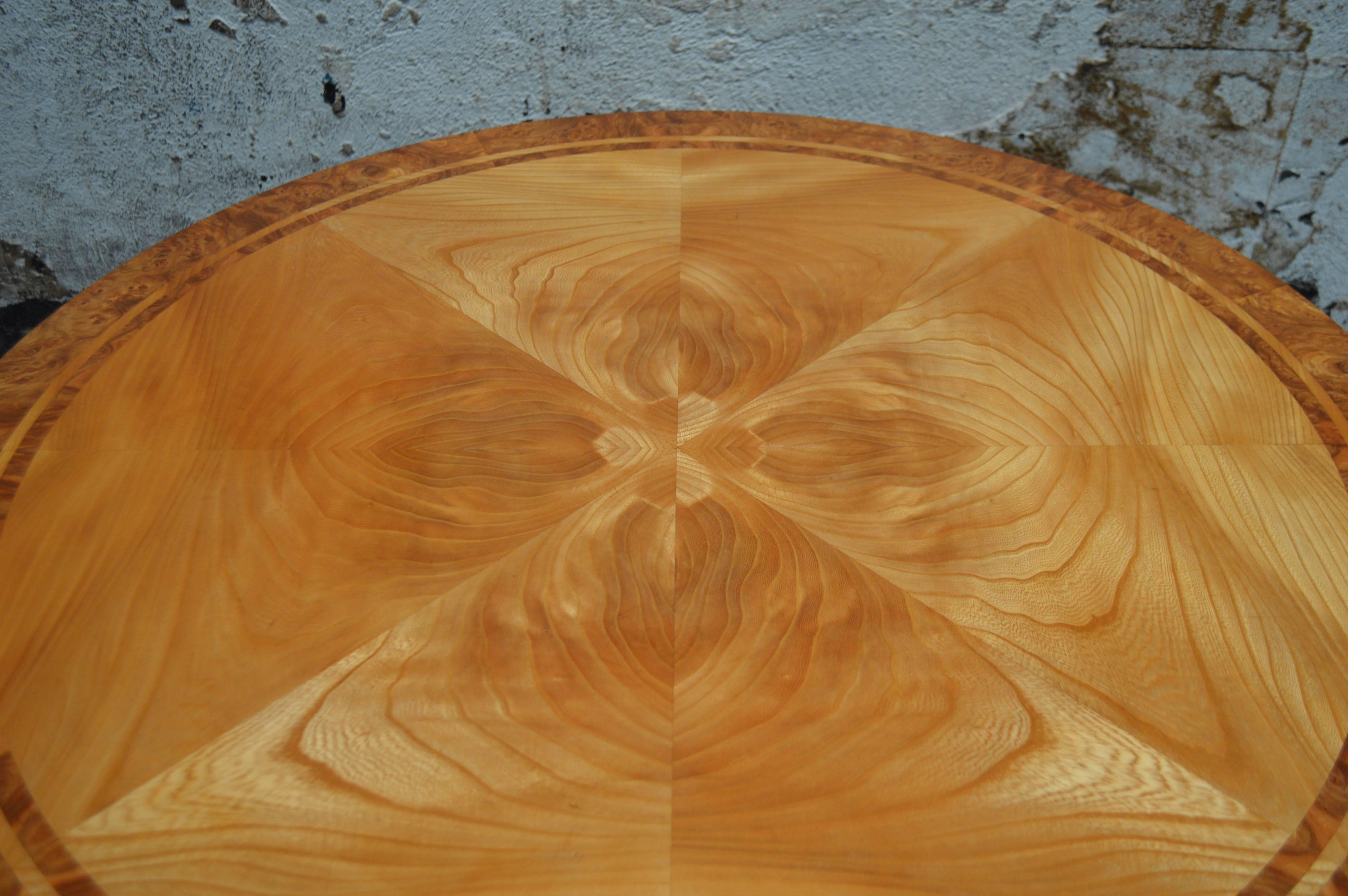 Mid-20th Century Swedish Round Golden Elm End or Side Table