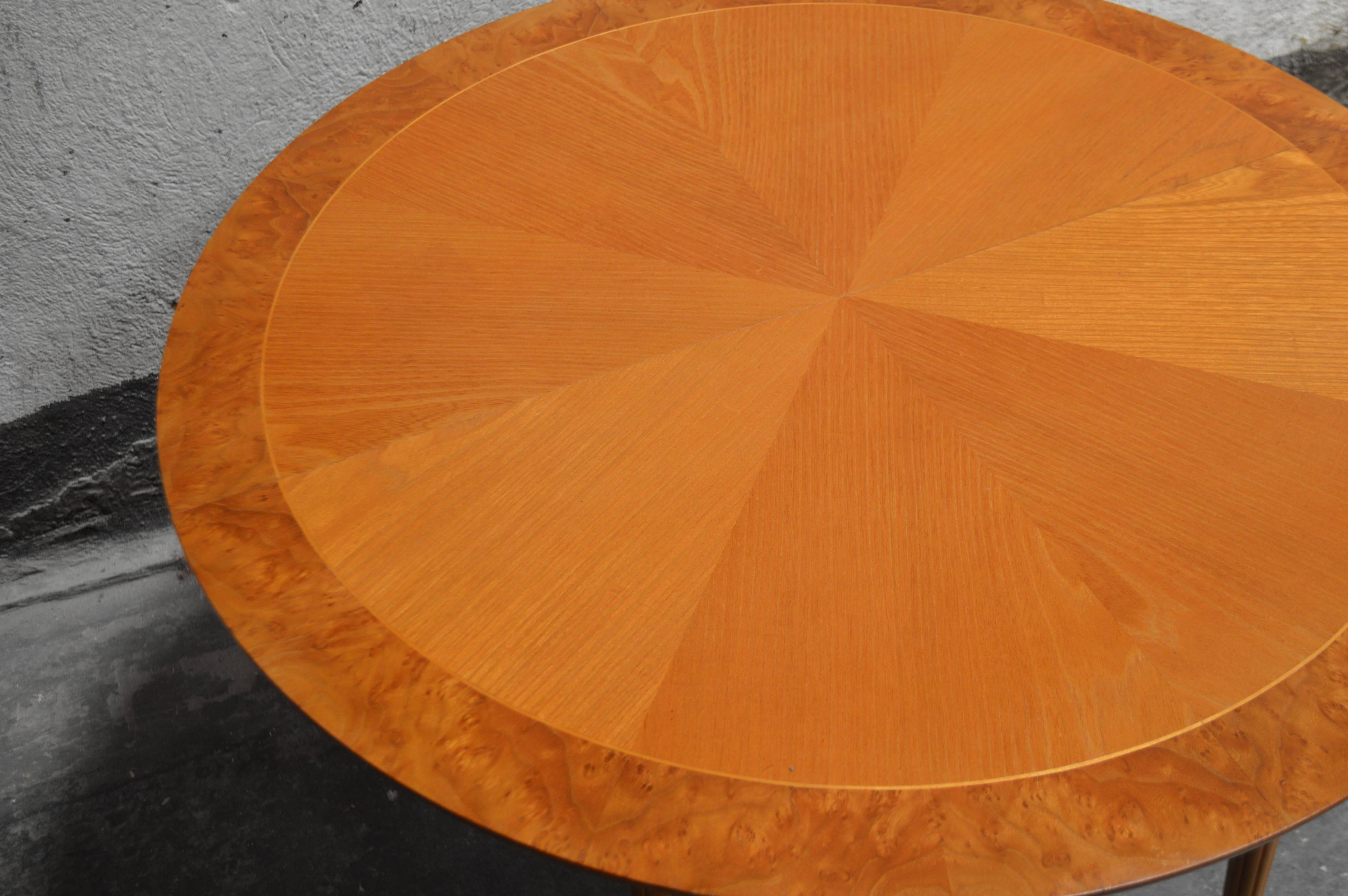 Mid-20th Century Swedish Round Golden Elm End or Side Table For Sale