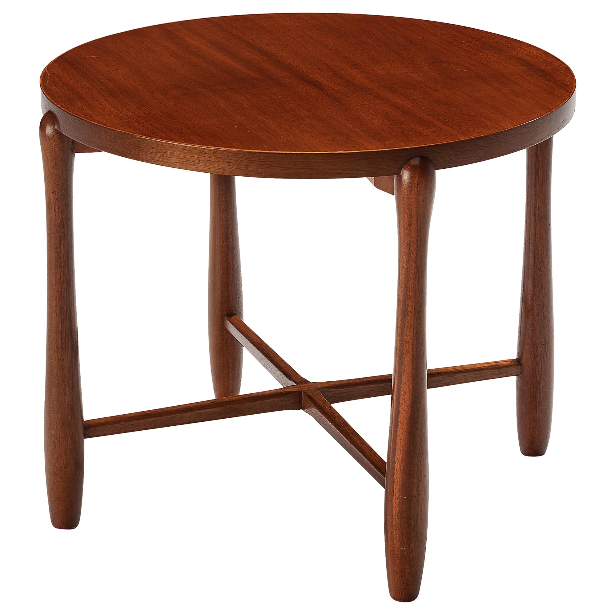 Swedish Round Side Table in Mahogany