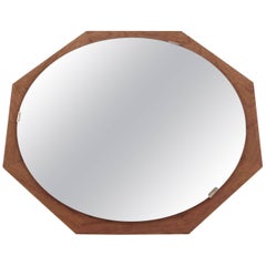 Swedish Round Teak Mirror from 1950s