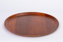 Swedish Round Teak Tray with Curved Edge