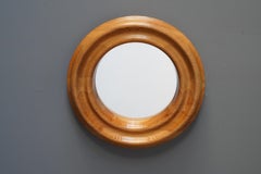 Swedish, Round Wall Mirror, Solid Pine, Sweden, 1970s