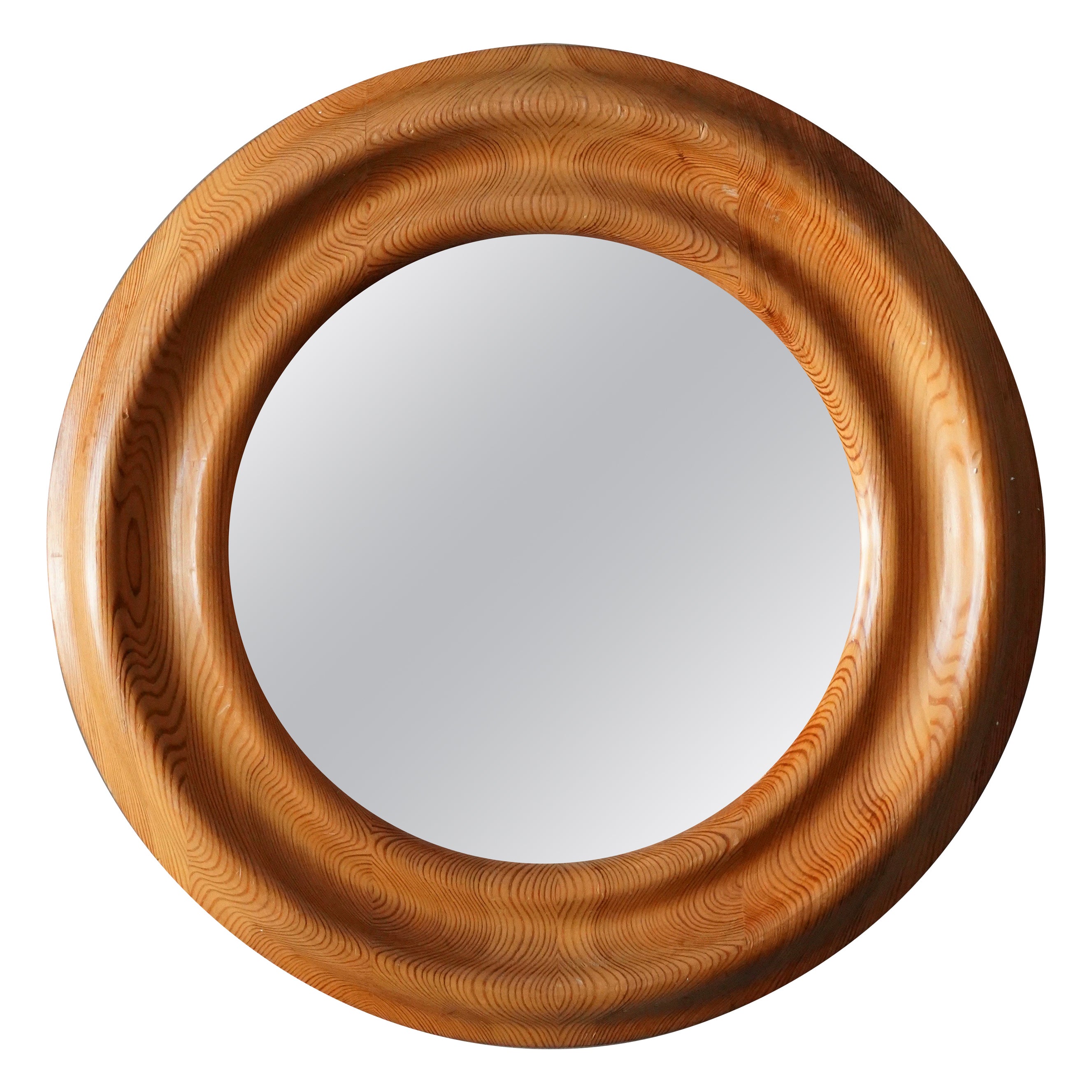 Swedish, Wall Mirror, Solid Pine, Mirror Glass, Sweden, 1980s For Sale