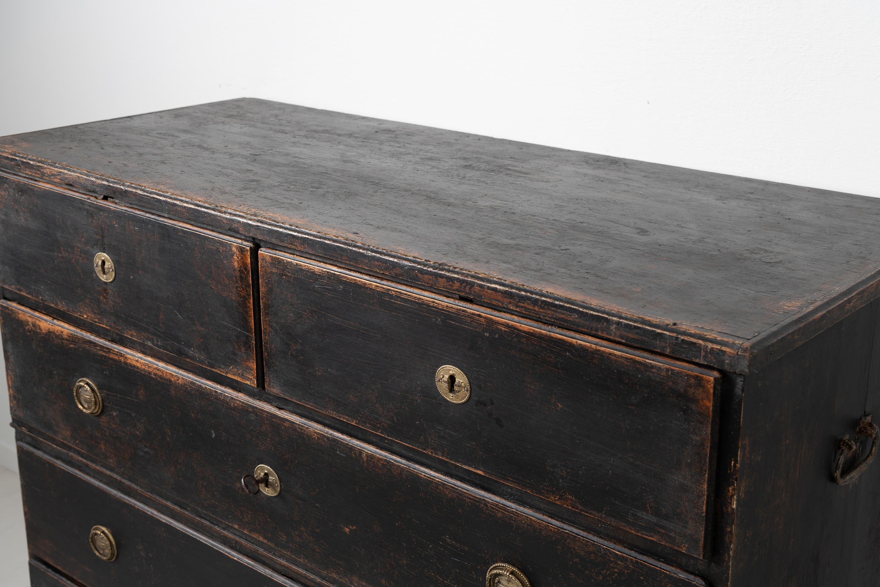 Swedish Royal Gustavian Black Chest on Chest Bureau 4