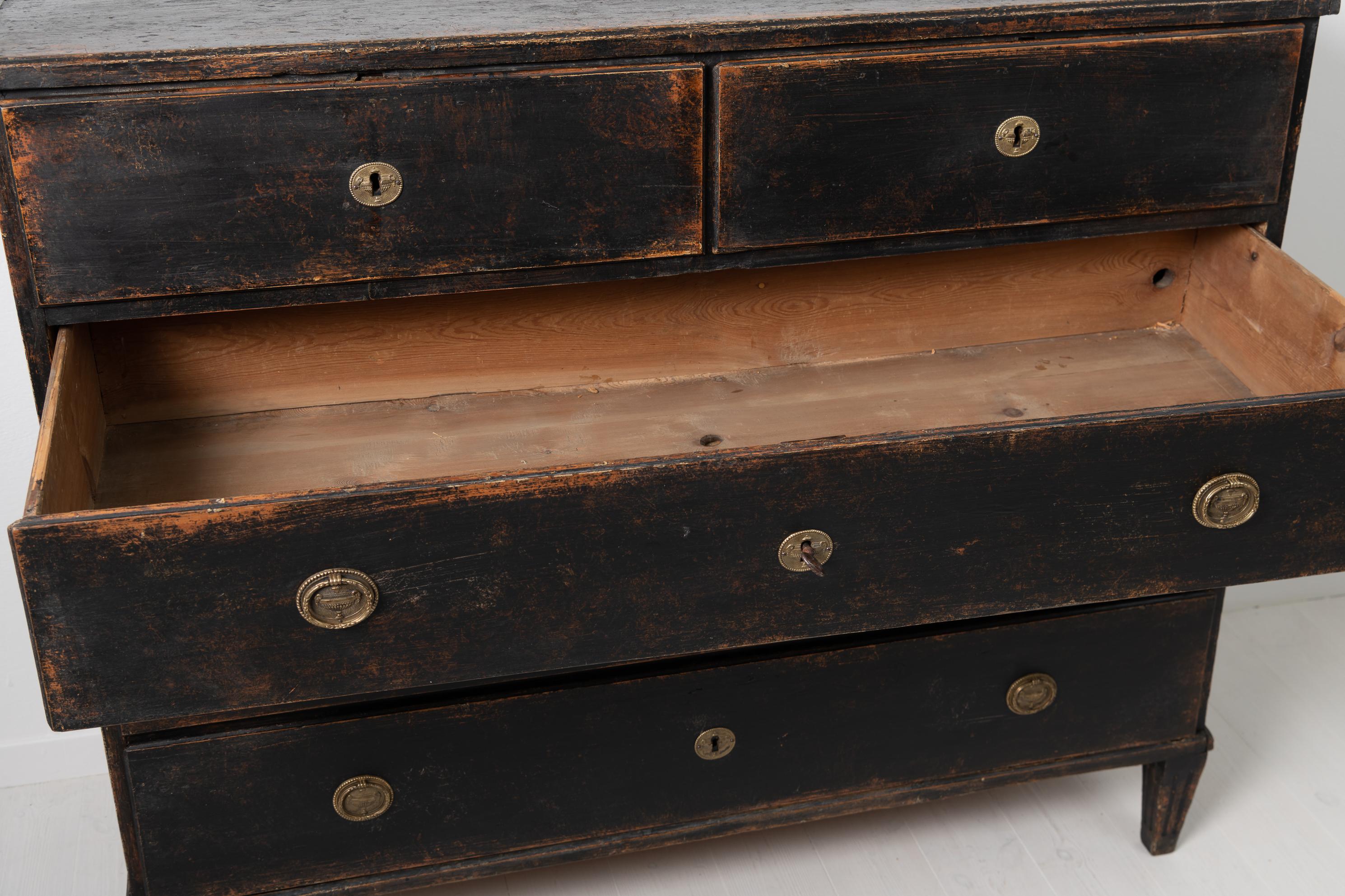 Swedish Royal Gustavian Black Chest on Chest Bureau 7