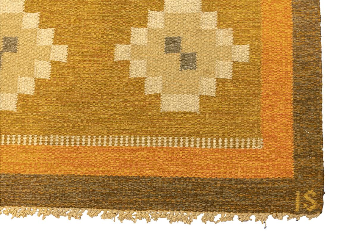 Scandinavian Swedish Rug Flat-weave By Ingegerd Silow For Sale