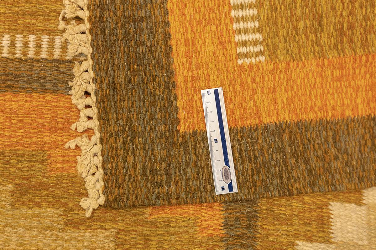 Wool Swedish Rug Flat-weave By Ingegerd Silow For Sale