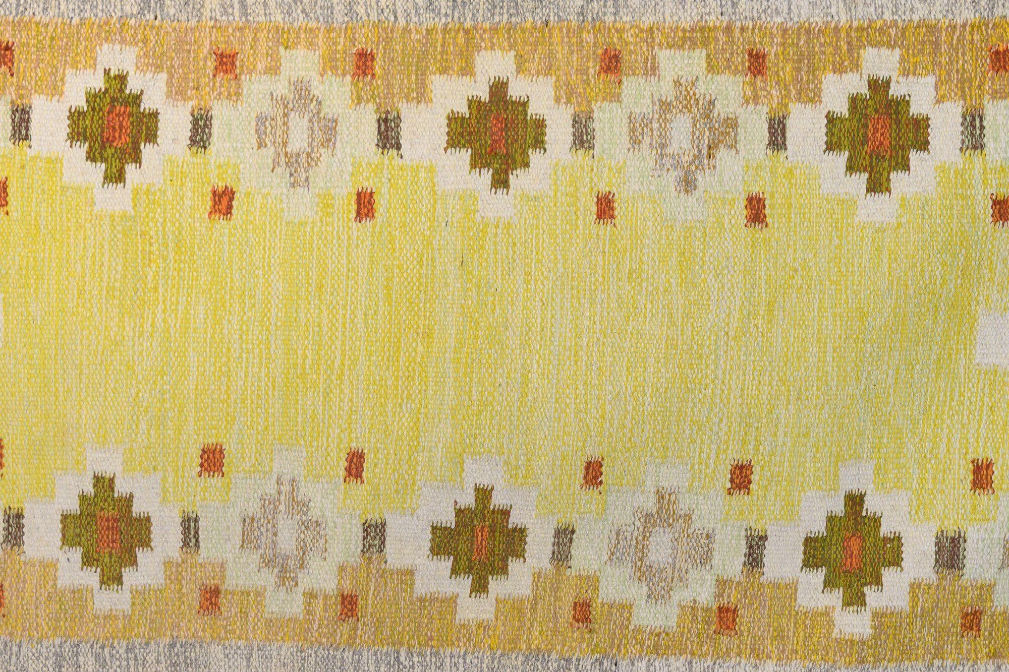 Swedish Rug Signed L.K In Good Condition For Sale In London, England