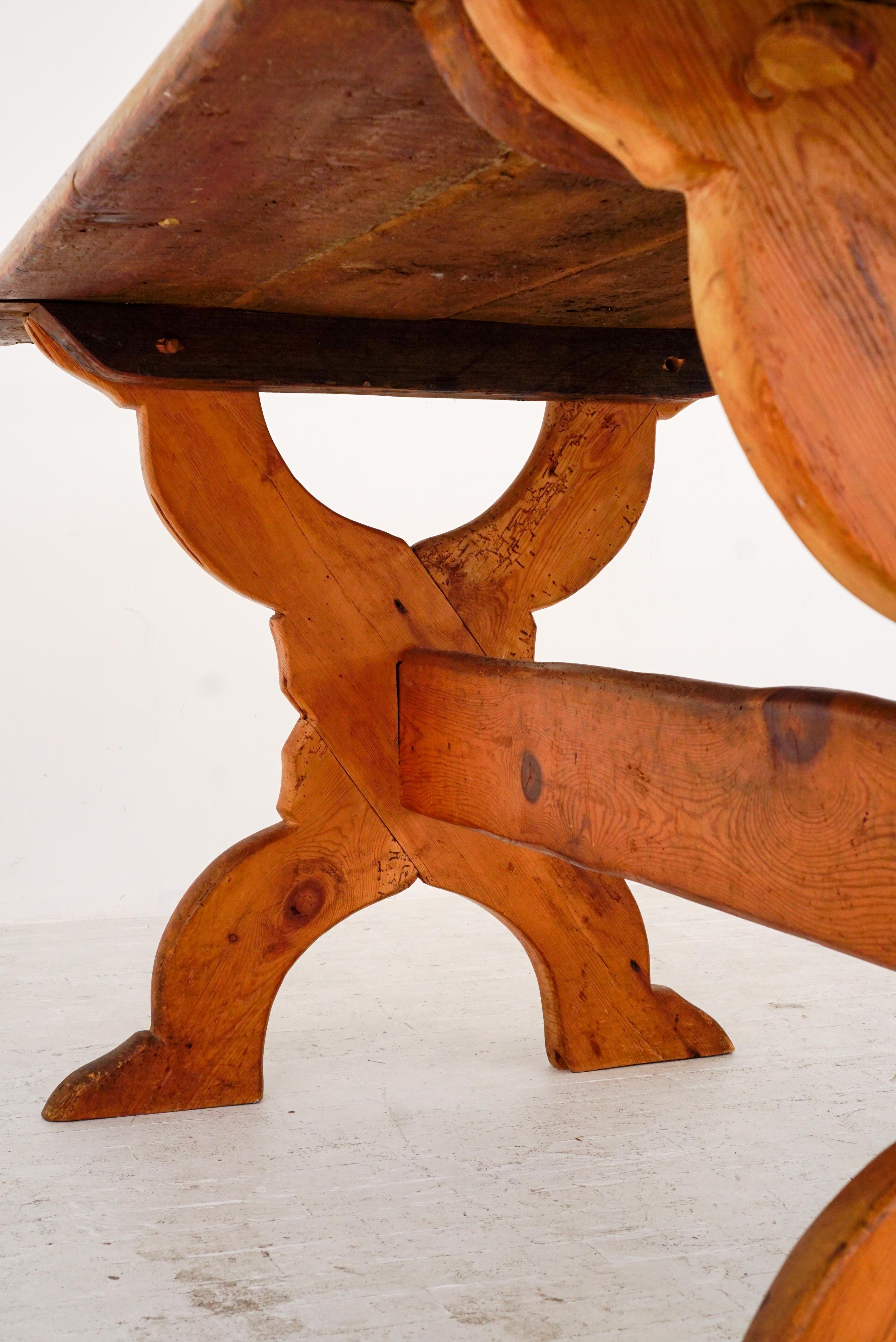 Swedish Rural Pinewood Table, 19th Century 1