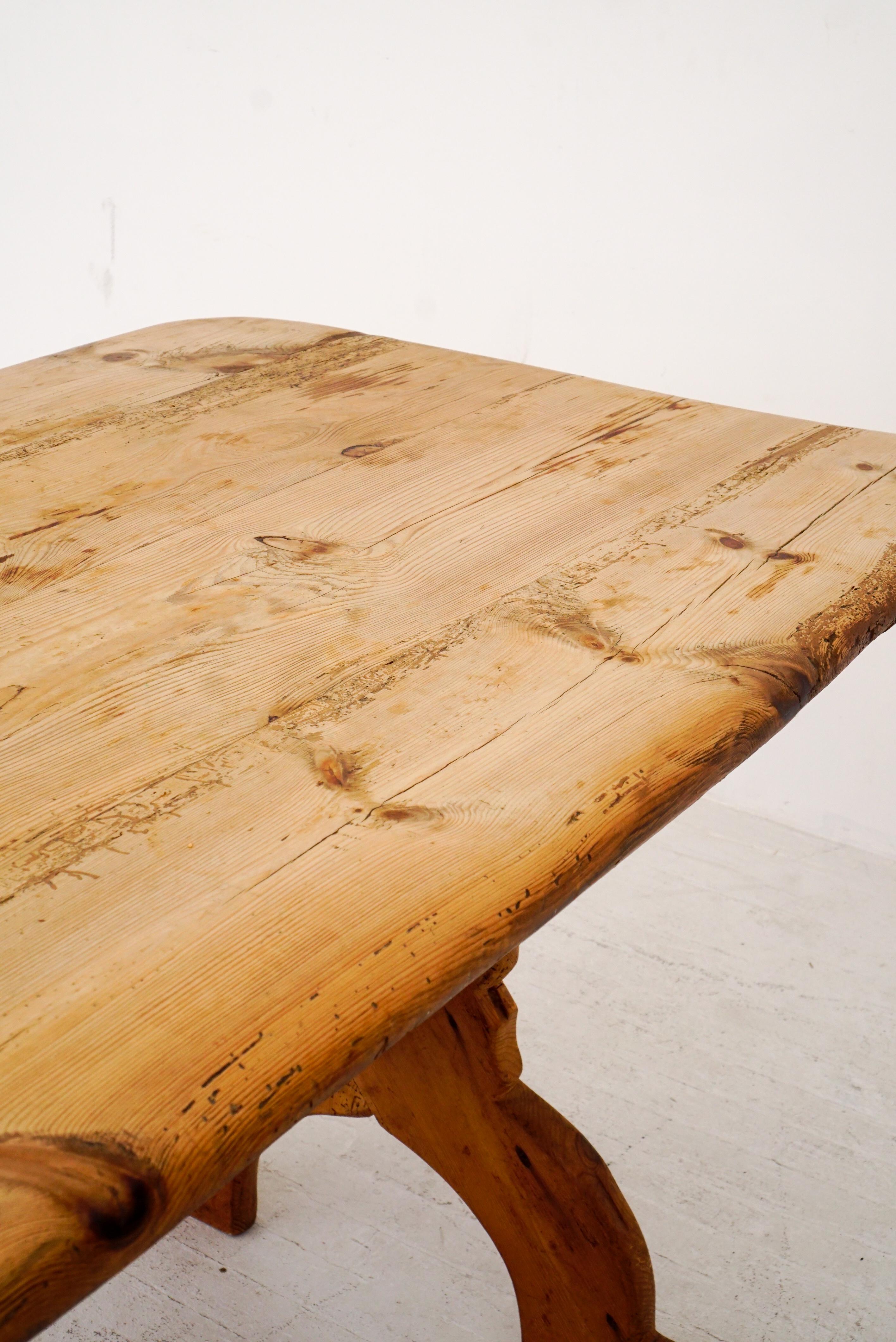 Swedish Rural Pinewood Table, 19th Century 3
