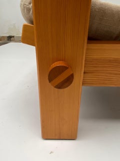 Yngve Eckstrom for Swedese Solid Pine & Canvas Lounge Chair Sweden 1970's