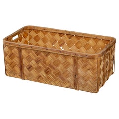 Used Swedish rustic 19th century pine woven basket