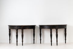 Swedish Rustic Black Demilune Tables
