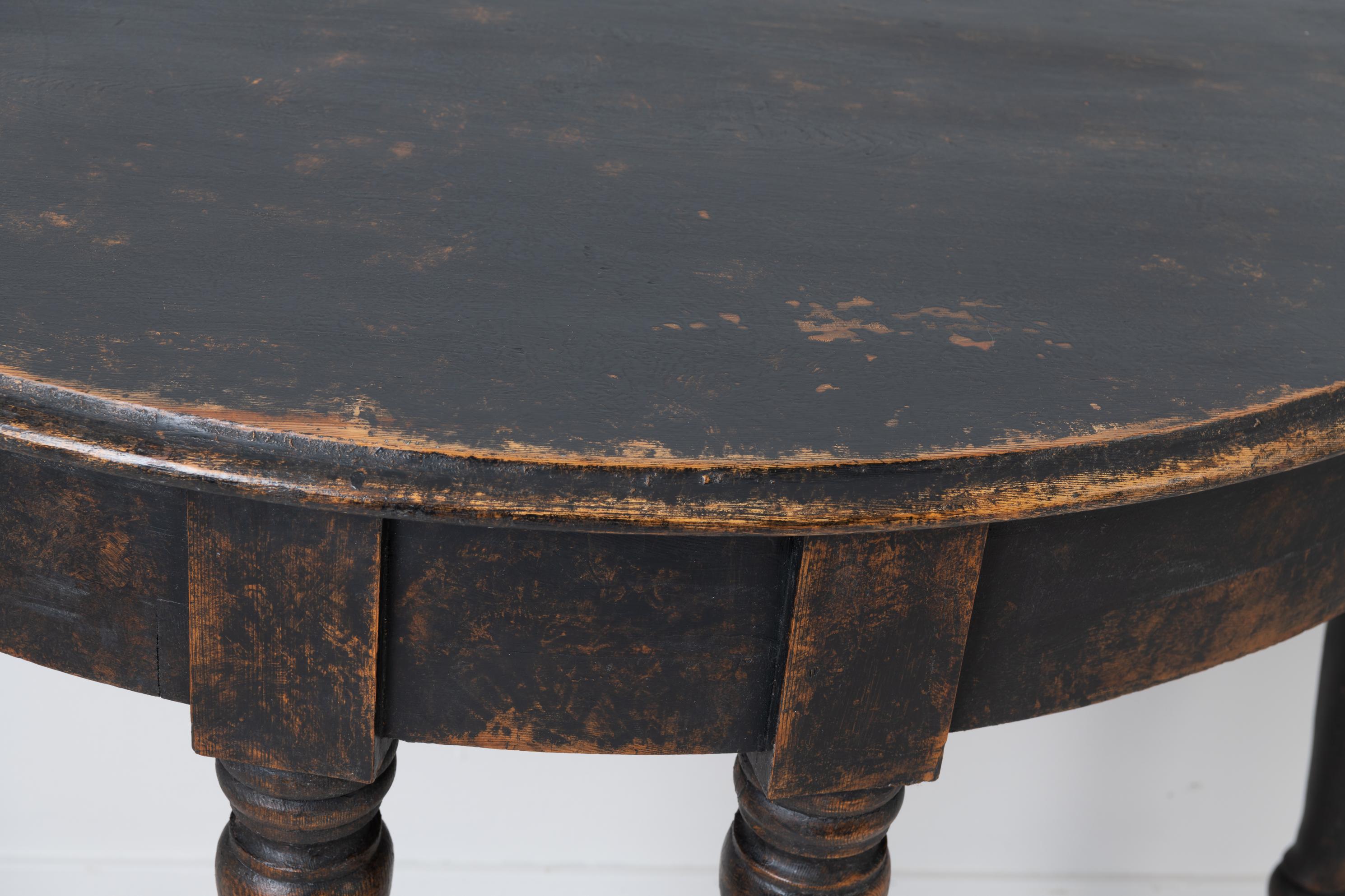 Swedish Rustic Black Demilune Tables 2