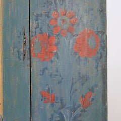 Swedish Rustic Farmhouse Painted Folk Art Corner Cabinet / Cupboard dating 1840