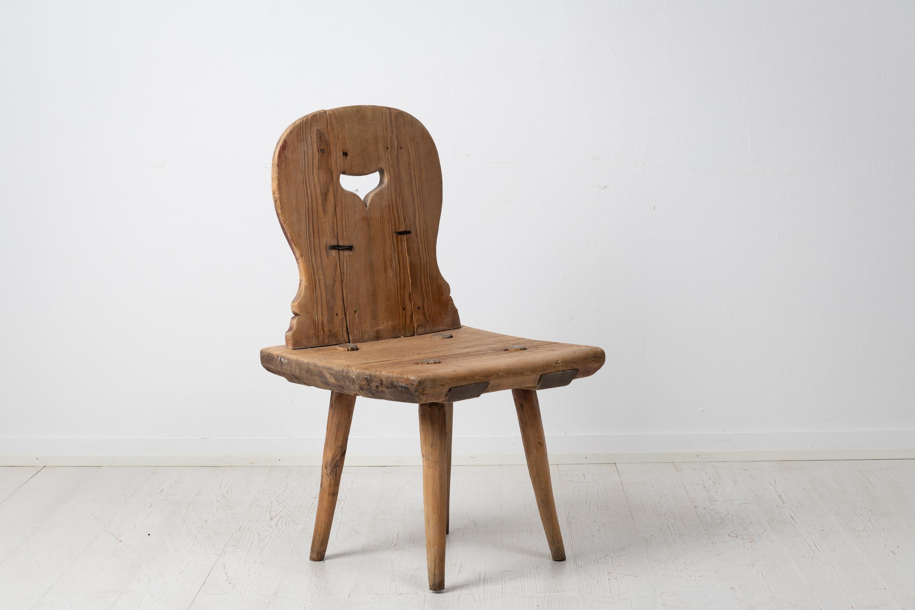 Pine Swedish Rustic Folk Art Primitive Chair For Sale