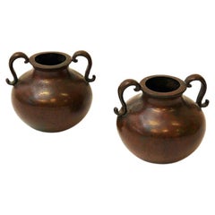 Swedish Rustic Pair of Bronze Urns by Sune Bäckström, 1930s