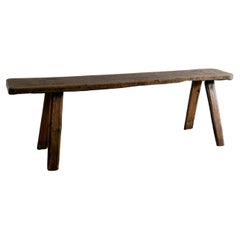 Swedish Rustic Pine Bench in a Primitive and Wabi Sabi Style, 1800s