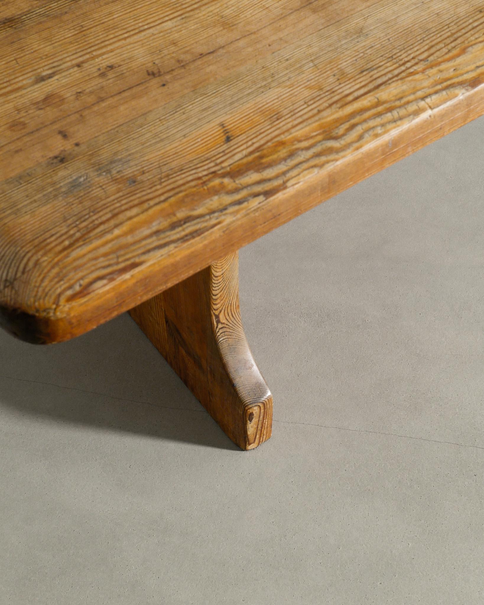 Mid-20th Century Swedish Rustic Wooden Cabin Coffee Sofa Table in Solid Pine Produced, 1930s  For Sale