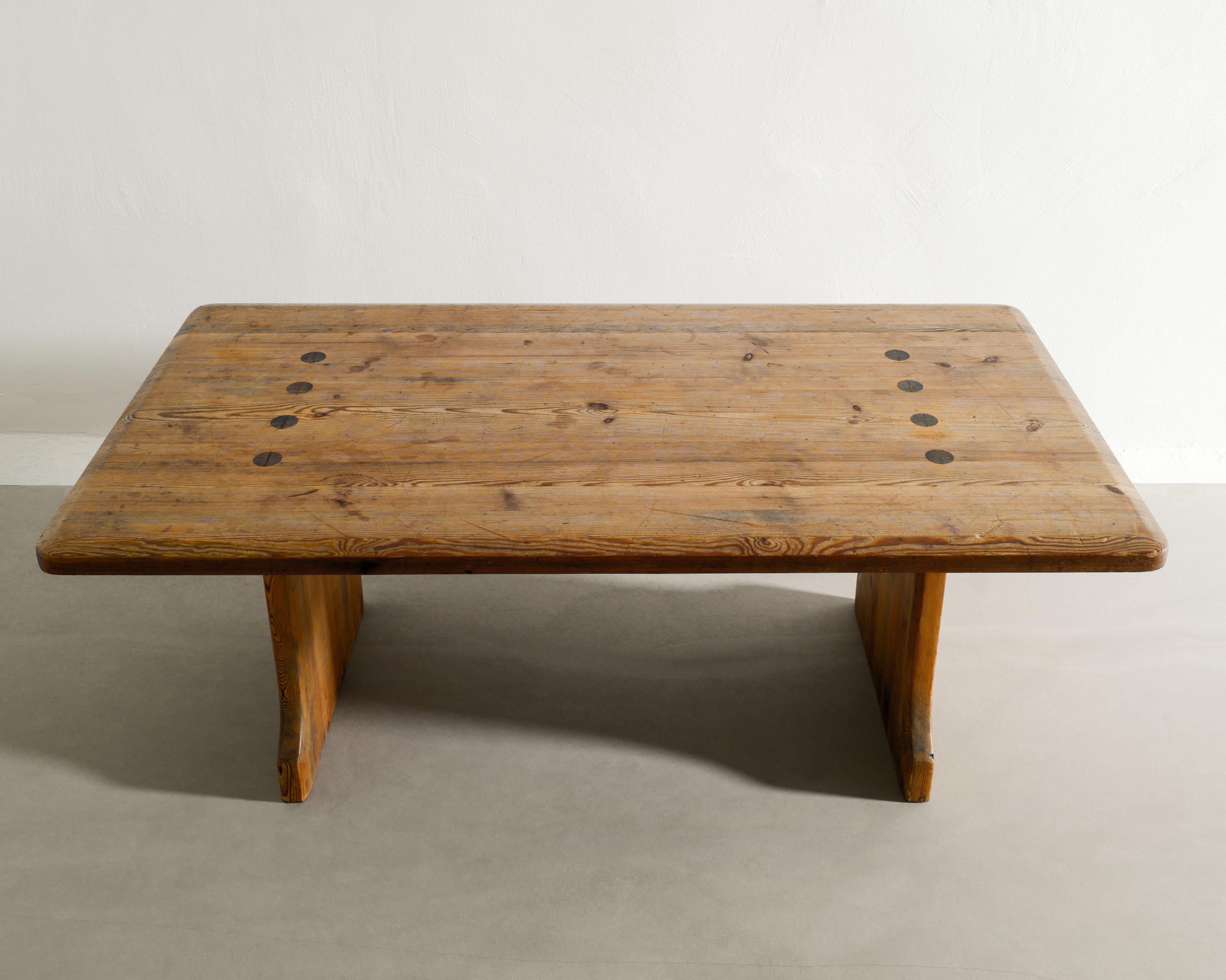 Swedish Rustic Wooden Cabin Coffee Sofa Table in Solid Pine Produced, 1930s  For Sale 2