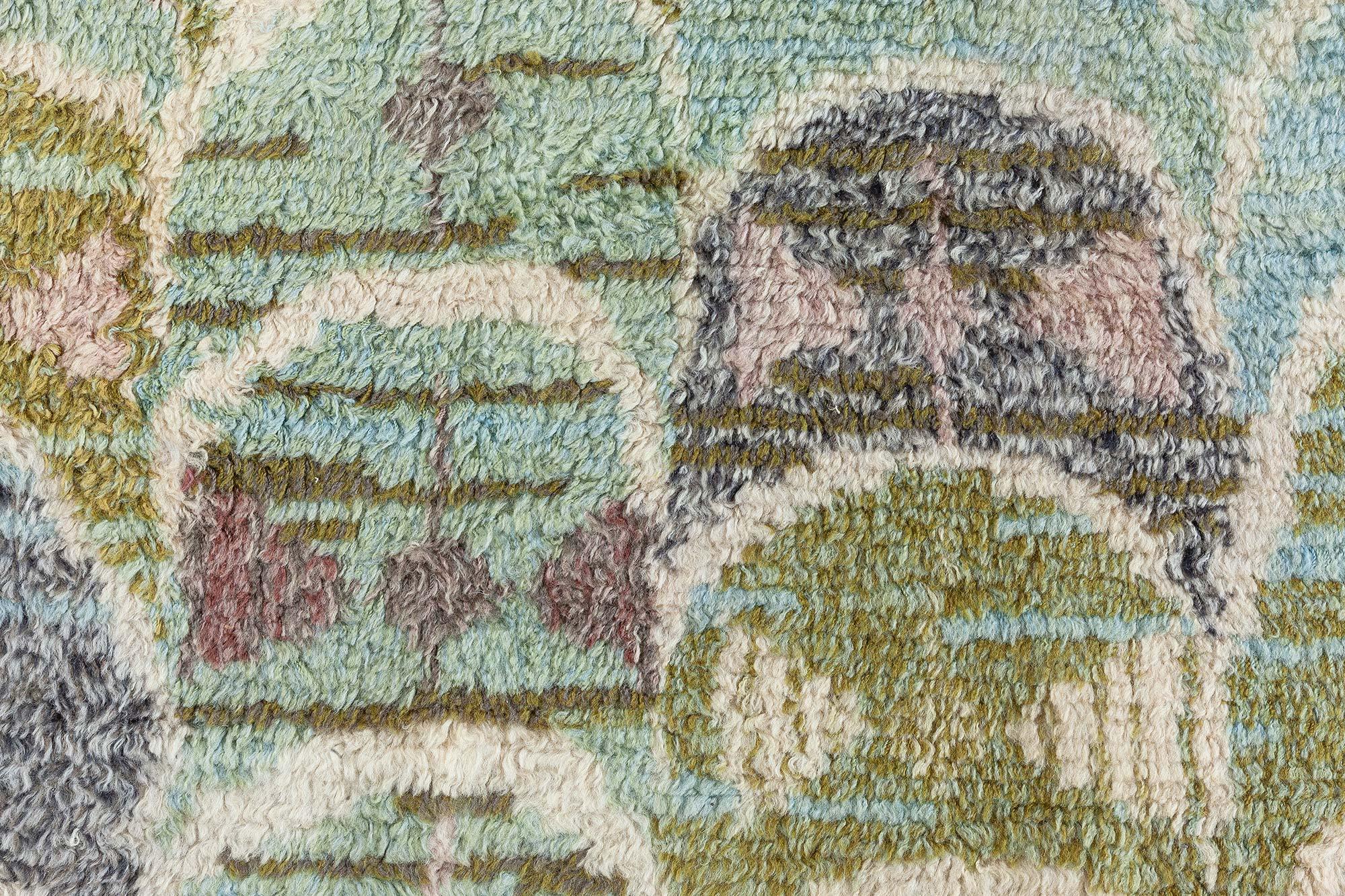 Schwedischer Rya-Fragment-Läufer von Doris Leslie Blau (Handgeknüpft) im Angebot