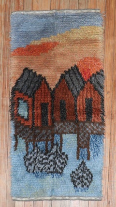 Schwedischer Rya-Wasser Bungalow-Miniteppich