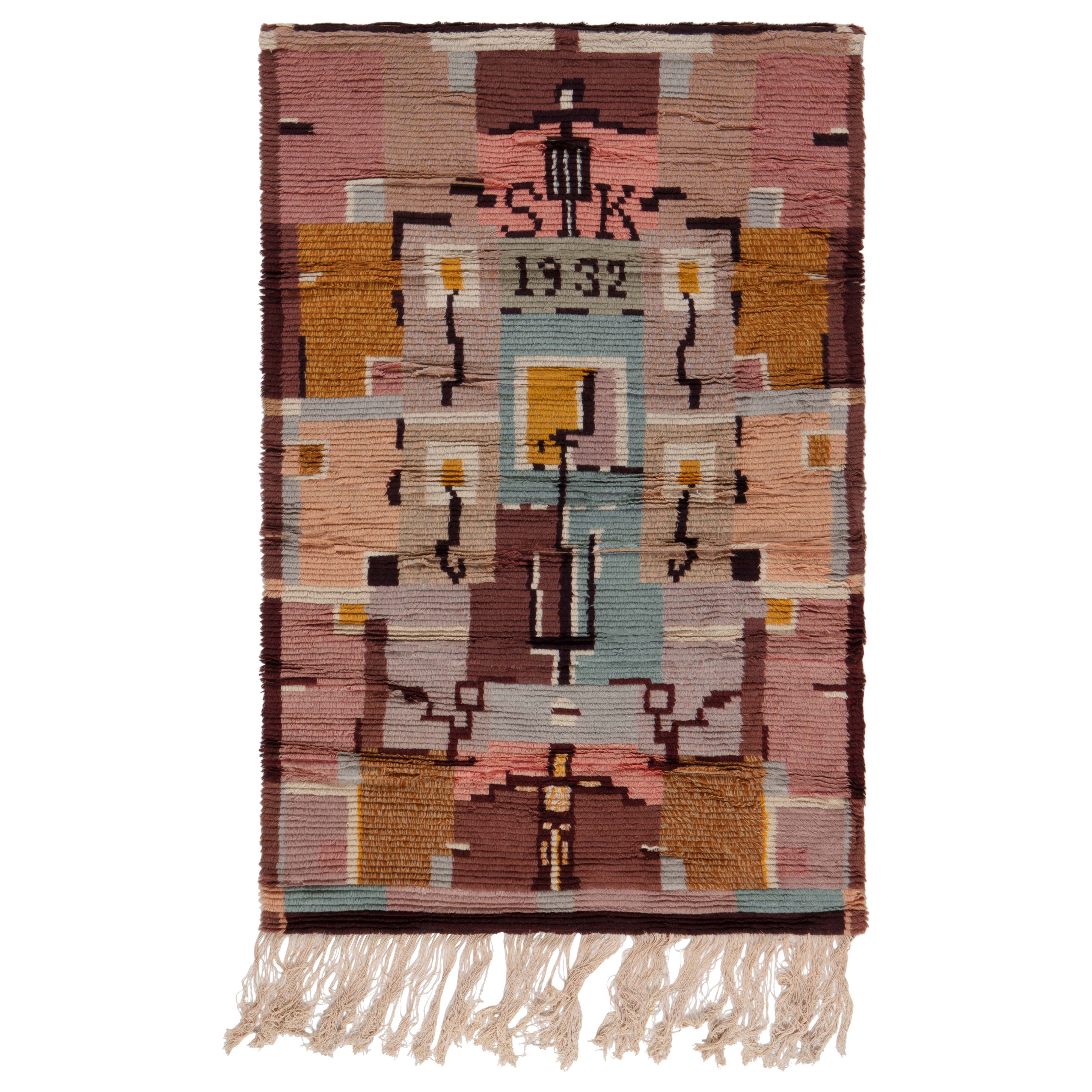 Swedish Rya Rug by Laila Karttunen Doris Leslie Blau Collection im Angebot